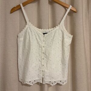 NWT Abercrombie White Eyelet Lace Camisole Top XS